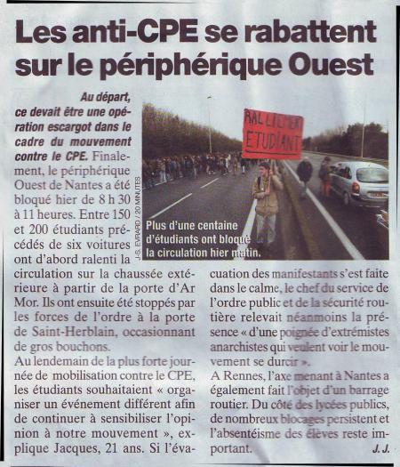 30 MAR NANT # Les anti-CPE se rabattent sur le périphérique Ouest